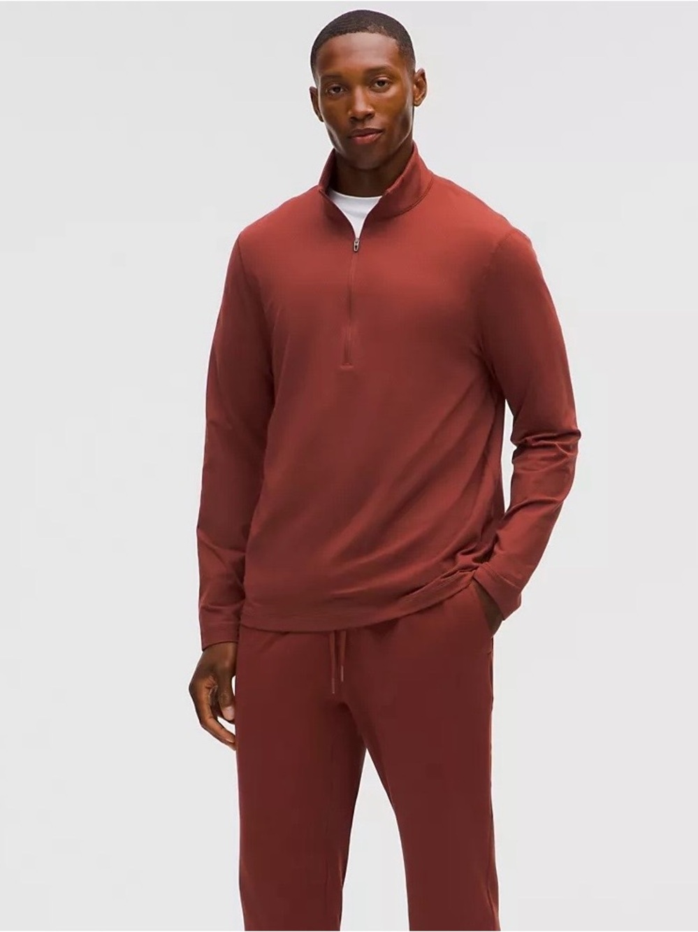 Lululemon Men’s Mesh Soft Jersey Half Zip in Cranberry Charm Size Large